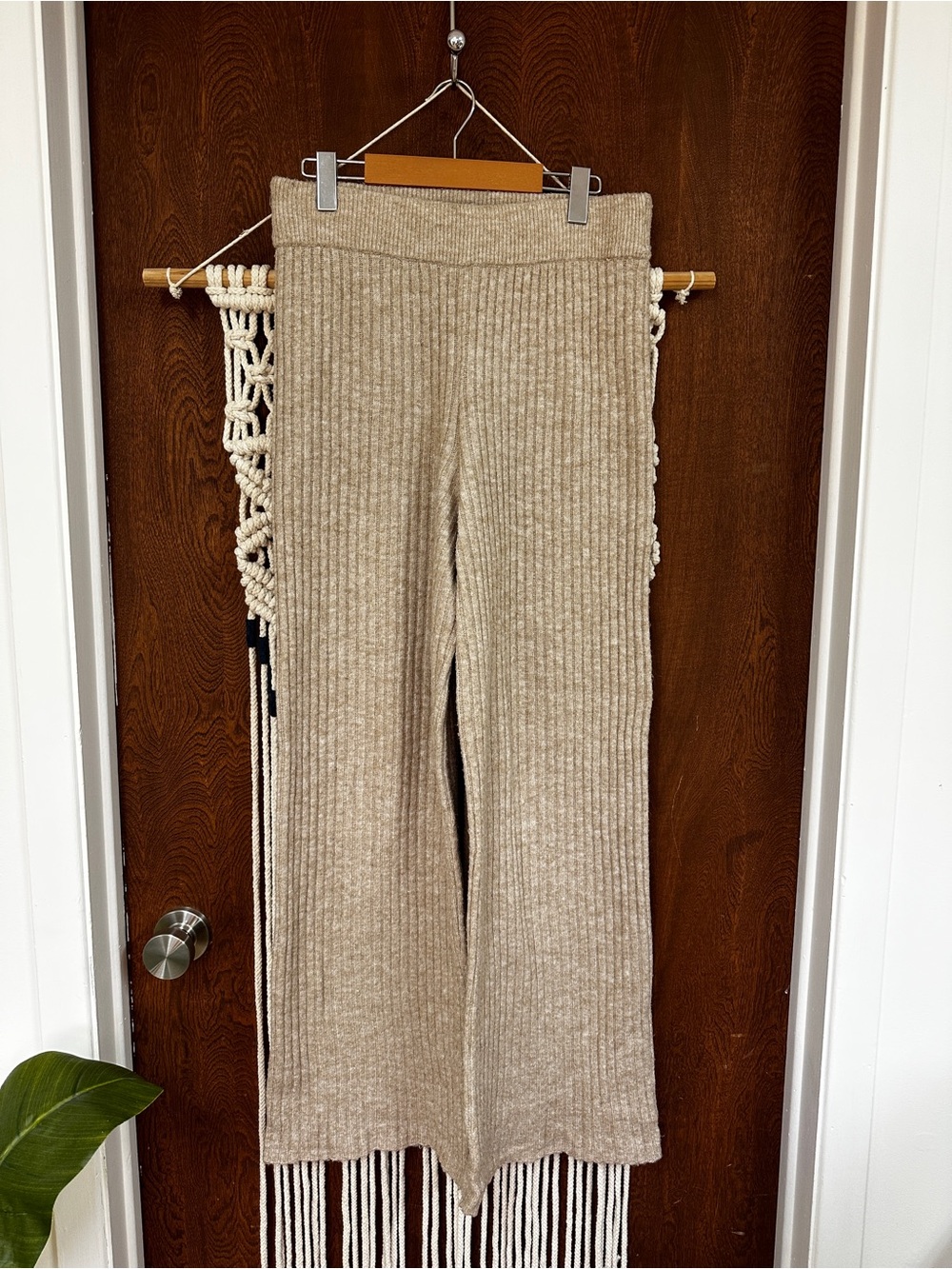 H&M Ribbed Knit Wide-Leg Lounge Pants